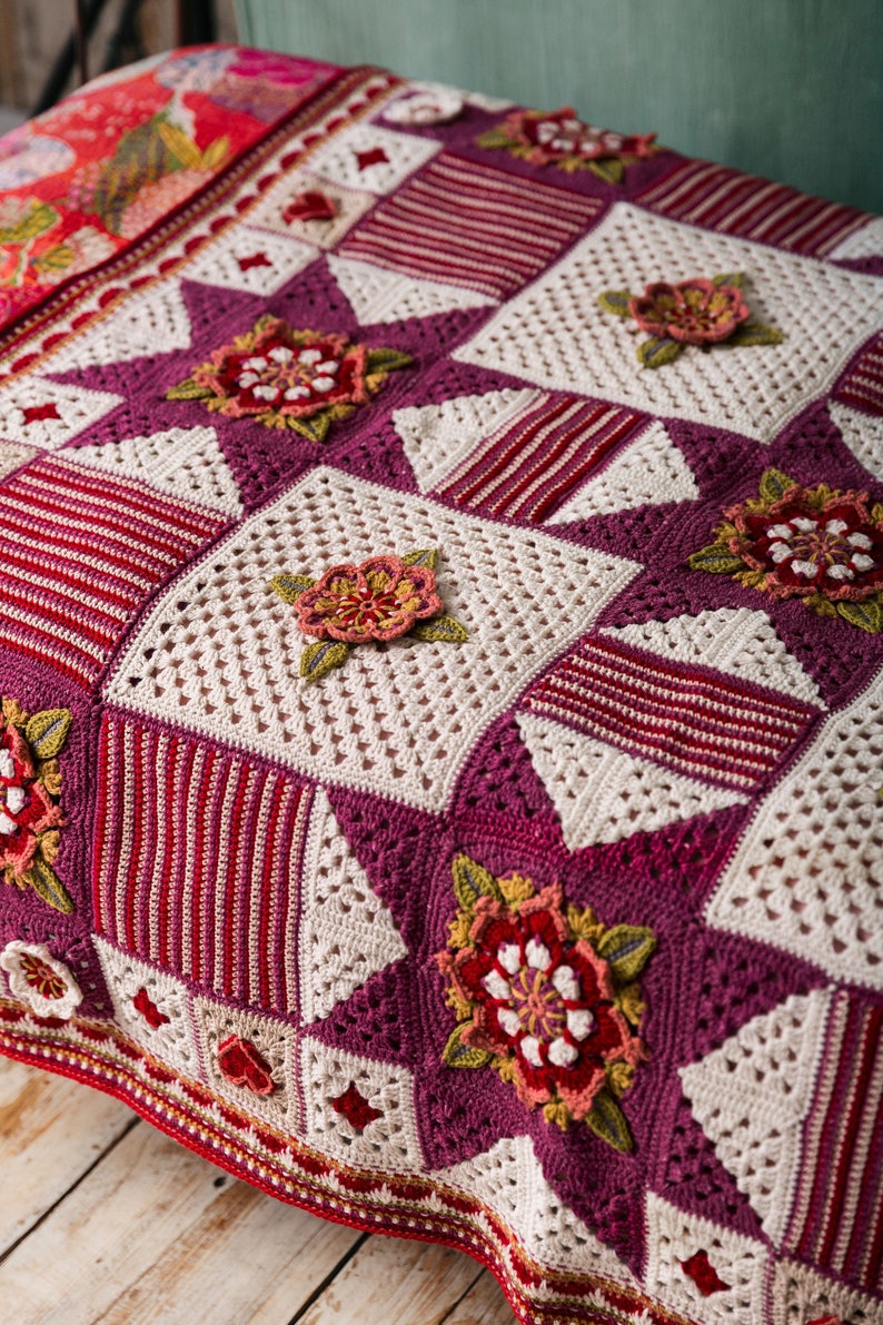 Indigo Dreams & Crimson Dreams Crochet Blanket Pattern image 3
