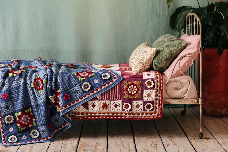 Indigo Dreams & Crimson Dreams Crochet Blanket Pattern Etsy UK