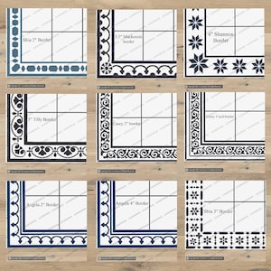 Tile Border/Corner Stencils - Lovestencil - Bathroom/Kitchen/Patio & Hallways Floors/Walls