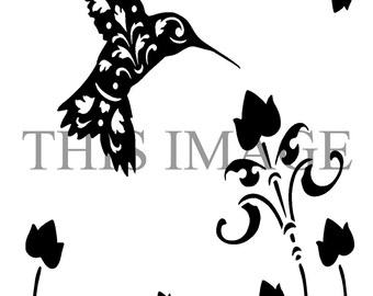 11 7 16 5 vintage hummingbird stencil and template a3 etsy