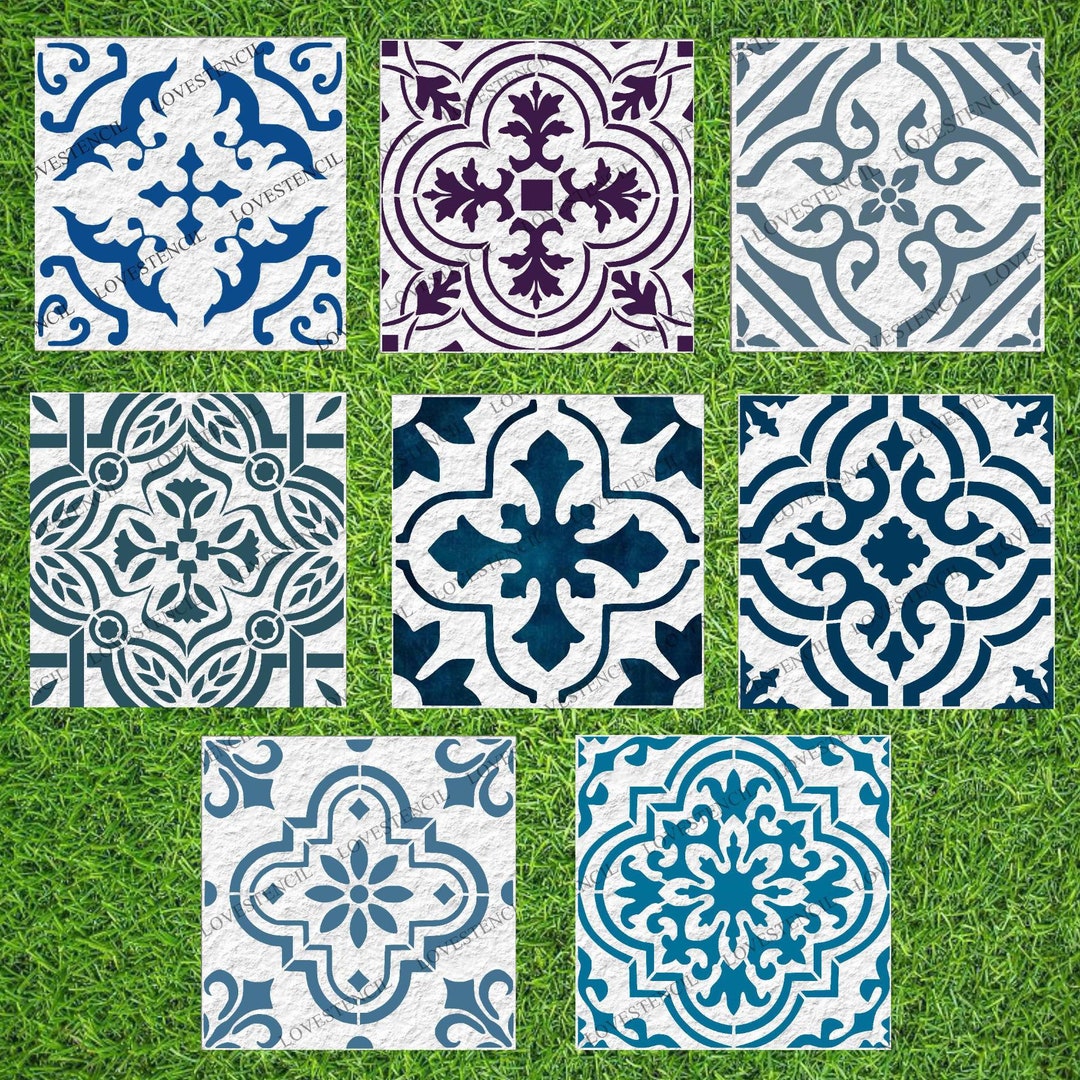 Garden Patio Slab Stencils Lovestencil Slabs/pathways/driveways Classic Designs Etsy