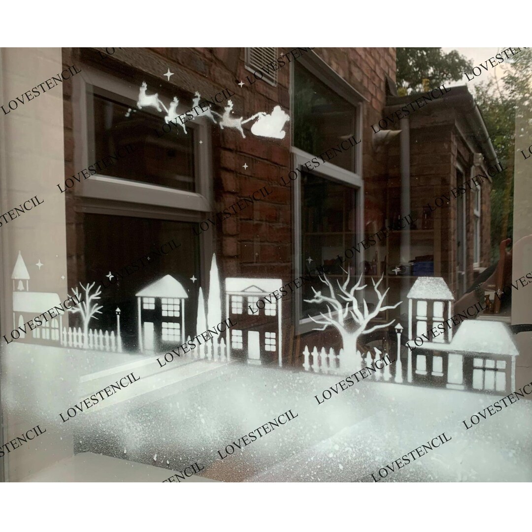 Christmas Village Window Stencils for Use With Snow Spray Set 1 - Etsy