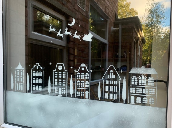 Weihnachtsdorf Fenster Schablonen Set zur Verwendung mit Schneespray oder  Fenster Marker Amsterdam Style Set 4 - .de