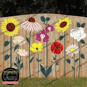 S-XL Fence/Wall Stencil Sets - Lovestencil - Garden flowers Coneflower/Diasies/Buttercups/Lily/Orchid/Peony/Poppy/Rose/Sunflower