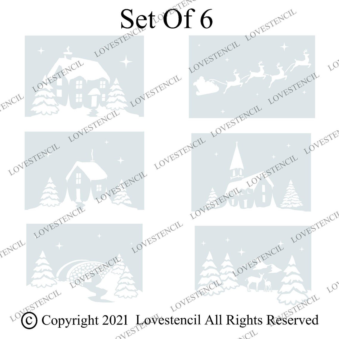 Large Christmas Village Window Stencils Set for Use With Snow | Etsy