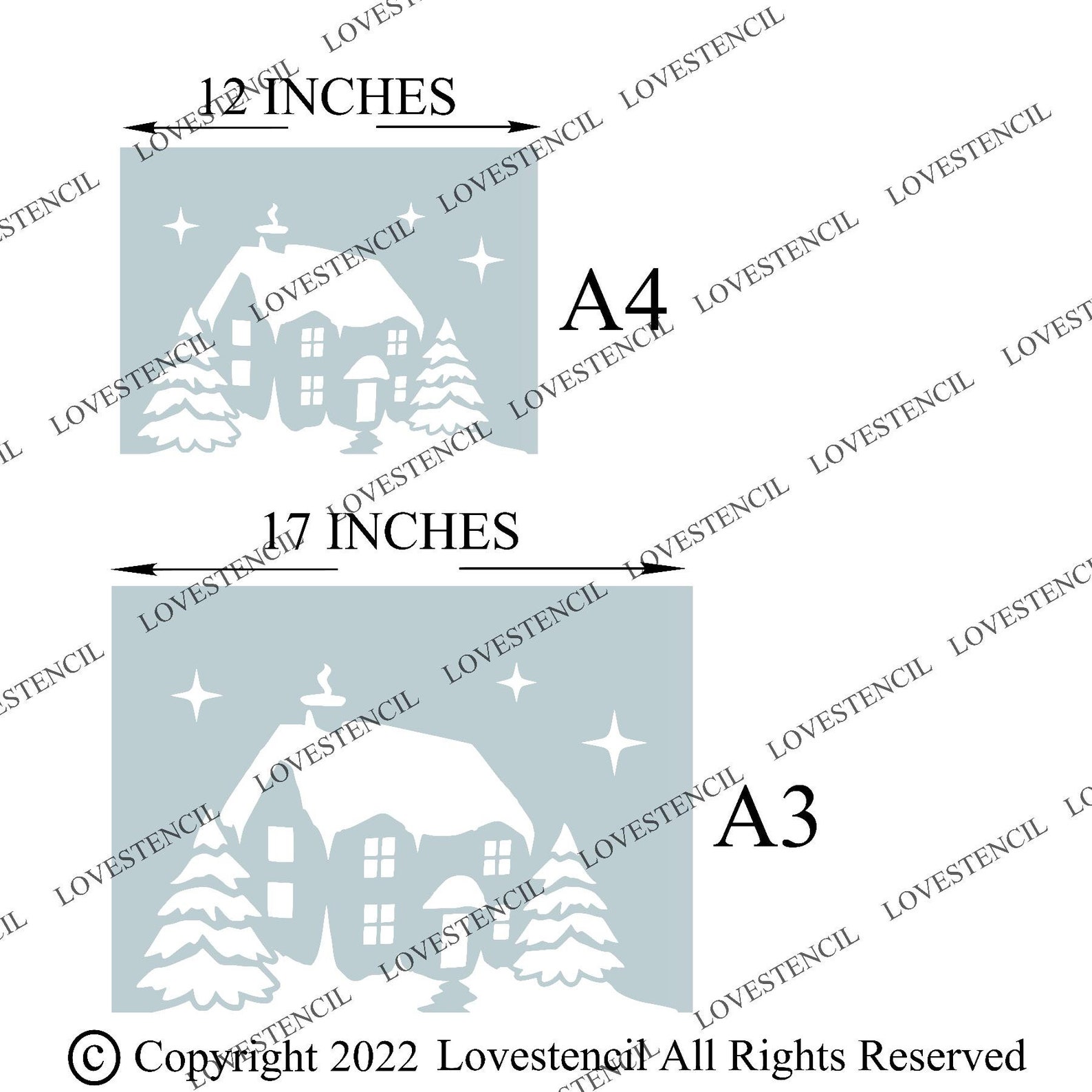 Large Christmas Village Window Stencils Set for Use With Snow - Etsy