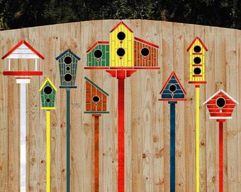 Bird House Fence/Wall Stencils - Lovestencil - Garden Design