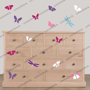Pochoirs papillon libellule abeille. Pour meubles/murs/clôtures de jardin/artisanat