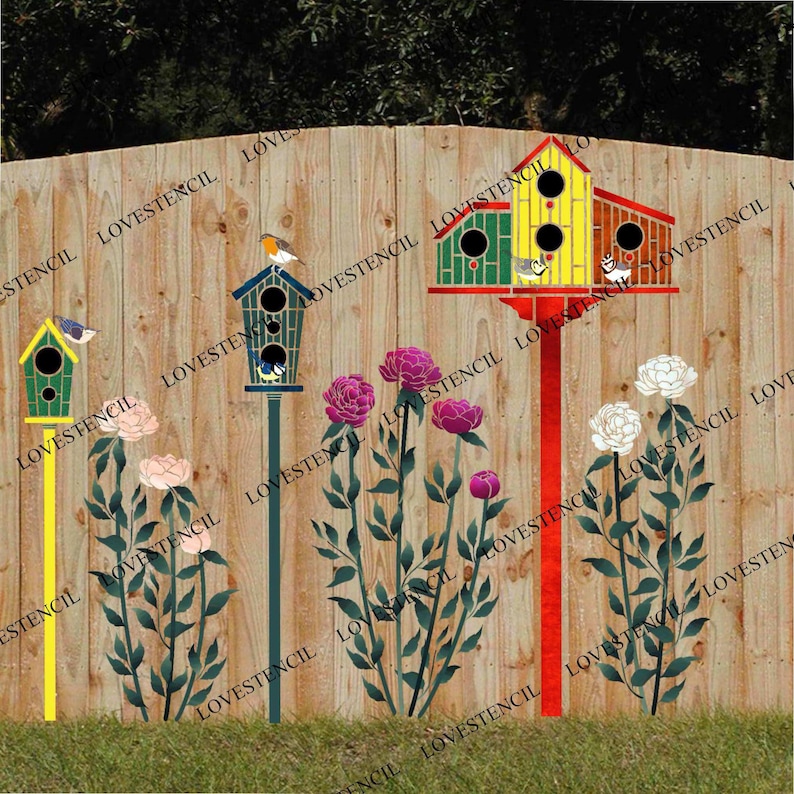 Vogel Haus Zaun/Wand Stencils - Lovestencil - Garten Design Bild 8