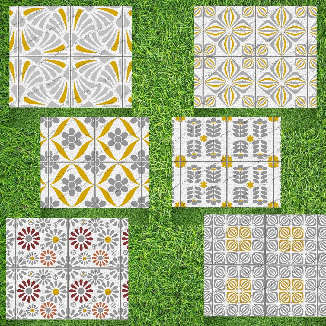 Garden Patio Slab Stencils Lovestencil Slabs/pathways/driveways Modern Retro Etsy