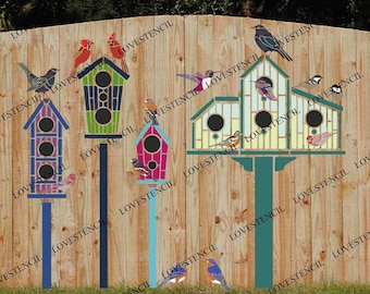 Bird House Fence/Wall Stencils - Lovestencil - Garden Design