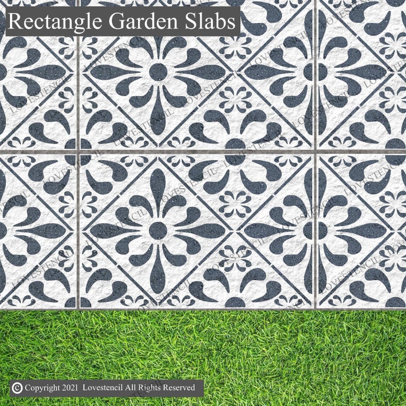 Cora Stencil Lovestencil Garden Slabs/patio Slab Stencil Etsy UK