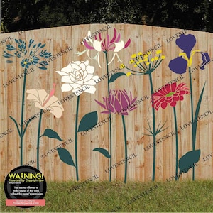 S-XL Fence/Wall Stencil Sets - Lovestencil -  Flowers African lily Gardenia Iris Fennel Gerbera Honeysuckle Hibiscus Helichrysum