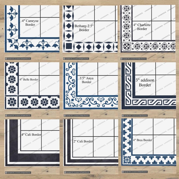 Fliesen Bordüre/Ecke Schablonen - Lovestencil - Bad/Küche/Terrasse & Flure Böden/Wände