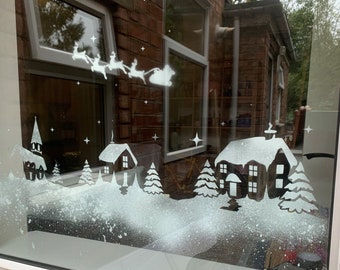 Large Christmas Village Window Stencils Set For Use With Snow Spray Set 3