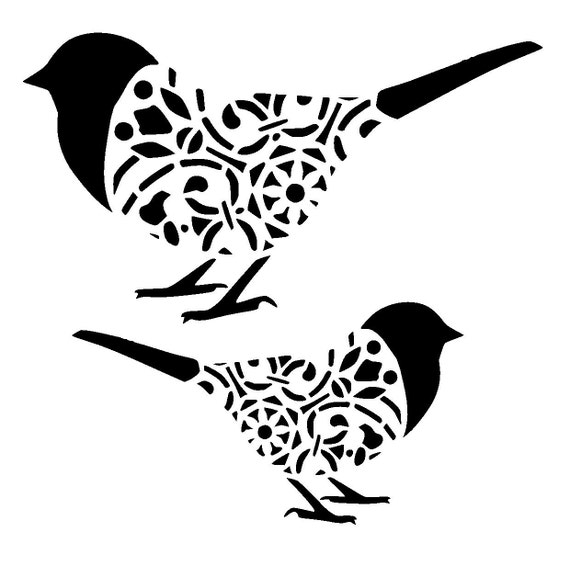 12/12 two vintage birds stencil. Etsy