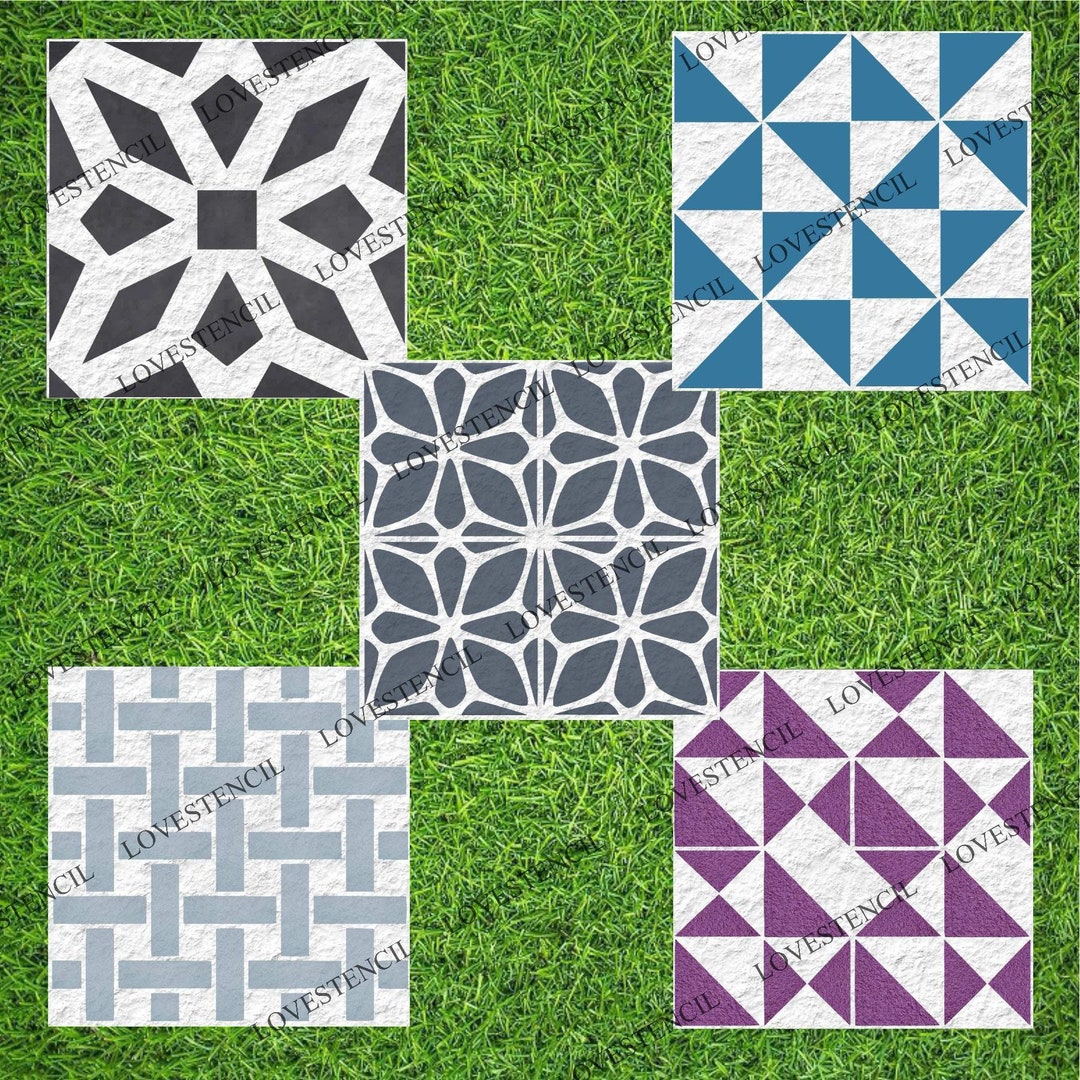 Garden Patio Slab Stencils Lovestencil Slabs/pathways/driveways Geometric Design Etsy