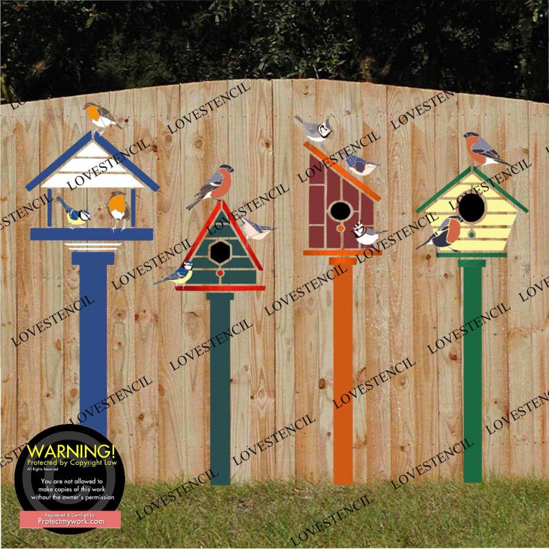 Vogel Haus Zaun/Wand Stencils - Lovestencil - Garten Design Bild 2