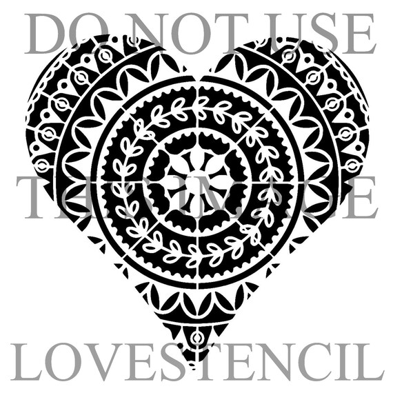 12 12 mandala heart design stencil 2 etsy heart desing