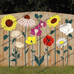 S-XL Fence/Wall Stencil Sets - Lovestencil - Garden flowers Coneflower/Diasies/Buttercups/Lily/Orchid/Peony/Poppy/Rose/Sunflower