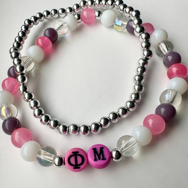 ONE LEFT! Phi Mu Bracelet Stack in Pink + Mini Stacker