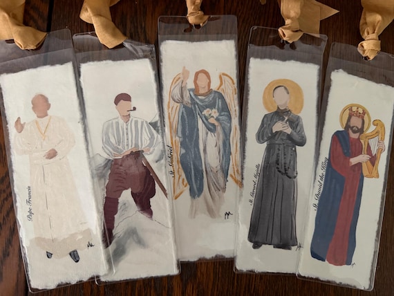 Watercolor Bookmarks Male Saints & Religious