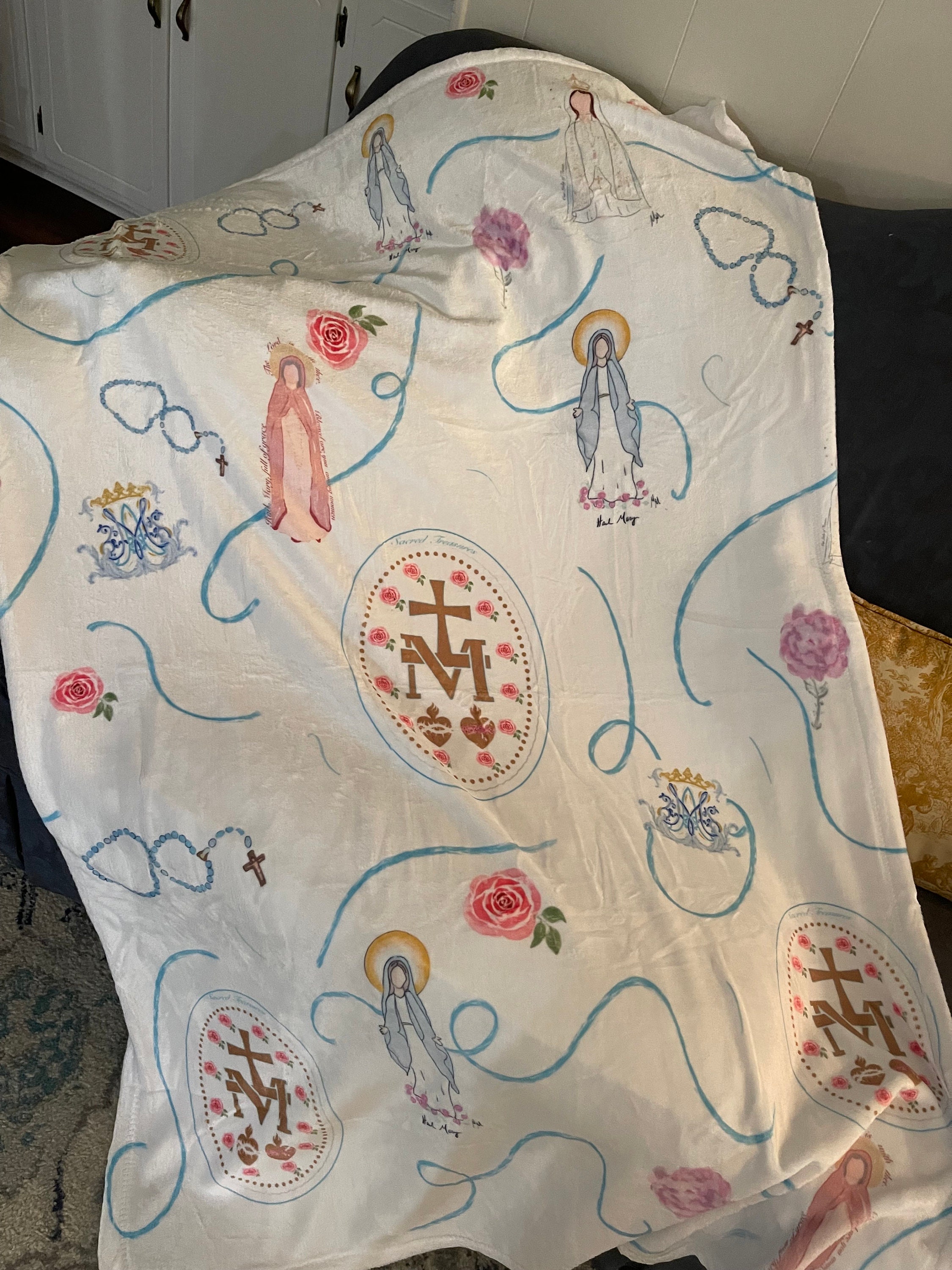 Miraculous Medal and Rosary Minkey Blanket