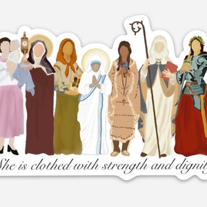 Strong Catholic women vinyl sticker