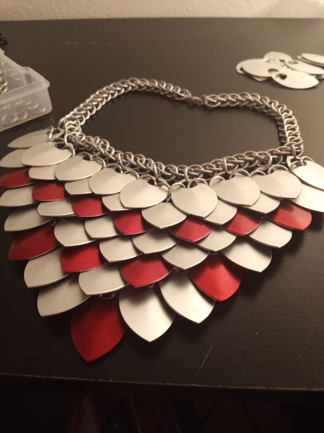 Scalemail Necklace With Persian 3 in 1 Chain - Etsy