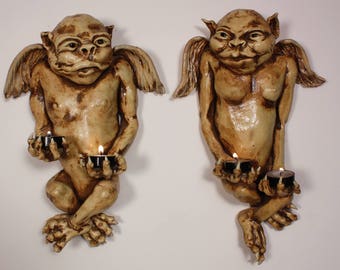 Harold and Maude Original Unique Ceramic Wall Candle Sconce Sculptures