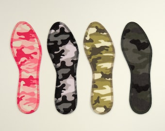 Camo Girl - Washable Insoles - 100% Absorbent Cotton Face - Stiff Poly Backing - Thin