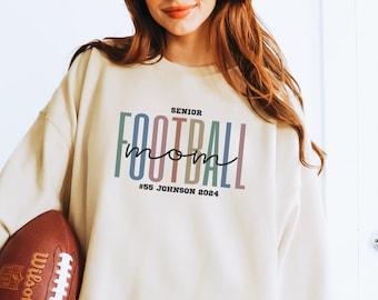 Personalized Senior Football Mom Sweatshirt, Customized Football Mom Sweater, Custom Senior Football Mom Shirt Crewneck with Name and Number