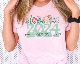 Wildflower Senior 2024 Shirt, Retro Senior Class of 2024 Shirt, Floral 2024 Senior Class Shirt, Seniors Class of 2024 TShirt with Flowers