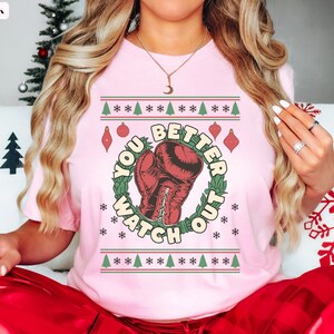 Retro Boxing Christmas Shirt, Christmas Boxing Shirt, Boxing Mom Holiday Shirt, Box Fighter Xmas Shirt Gift for Boxer, Boxing Lovers Gifts