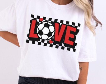 Comfort Colors Love Soccer Shirt, Soccer Valentine Gift, Soccer Gifts for Girls, Game Day Apparel, Soccer Fan Valentine's Gift Tee