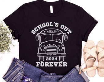 Personalized Retired Teacher Shirt Schools Out Forever with Name and Year, Custom Teacher Retirement Shirt, funny Principle Retirement Gift