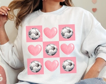 Valentines Soccer Sweatshirt, Soccer Valentines Day Sweatshirt, Valentine Soccer Gift for Mom, Soccer Lover Gift, retro Vday Soccer Sweater