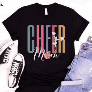 Cheer Mom Shirt, Cheer Mom Gift, Cheerleader Mom T Shirt, Cheerleading Shirts, Cheer Apparel, Cheer Gifts for Mom, Cheer Shirts retro colors
