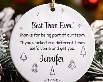 Best Team Ever Ornament, Custom Coworker Ornament, Office Coworker Gift Bulk, Christmas Ornaments for Staff, funny Team Ornament, Work Gifts