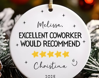 Excellent Coworker Ornament, Custom Coworker Gift, Work Bestie Christmas Ornament, Best Work Friend Gift, Office Besties Gift, Best Worker