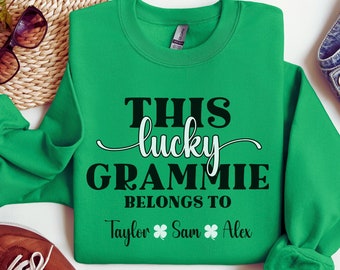 Personalized Grammie Sweatshirt with Grandkids Names, Custom Grammie St Patricks Day Sweatshirt, Customized Grammie Sweater from Grandkids