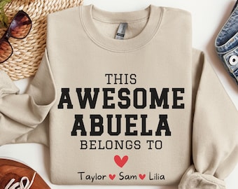 Personalized Abuela Sweater with Grandkids Names, Custom Name Gift for Abuela Gift from Grandkids Customized Abuela Gifts from Grandchildren
