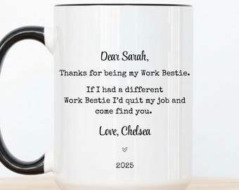 Personalized Work Bestie Mug with Custom Name, Customized Coworker Gift for Colleague Office Friend