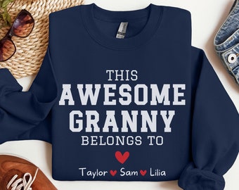 Custom Granny Sweatshirt with Grandkids Names, Personalized Gifts for Granny Gift from Grandkids, Customized Granny Gifts from Grandchildren