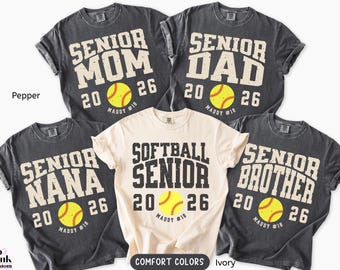 Comfort Colors Softball Family Senior Shirts , Custom Name Number Year, Matching Softball Senior Shirt, Senior Night Softball Graduate 2026