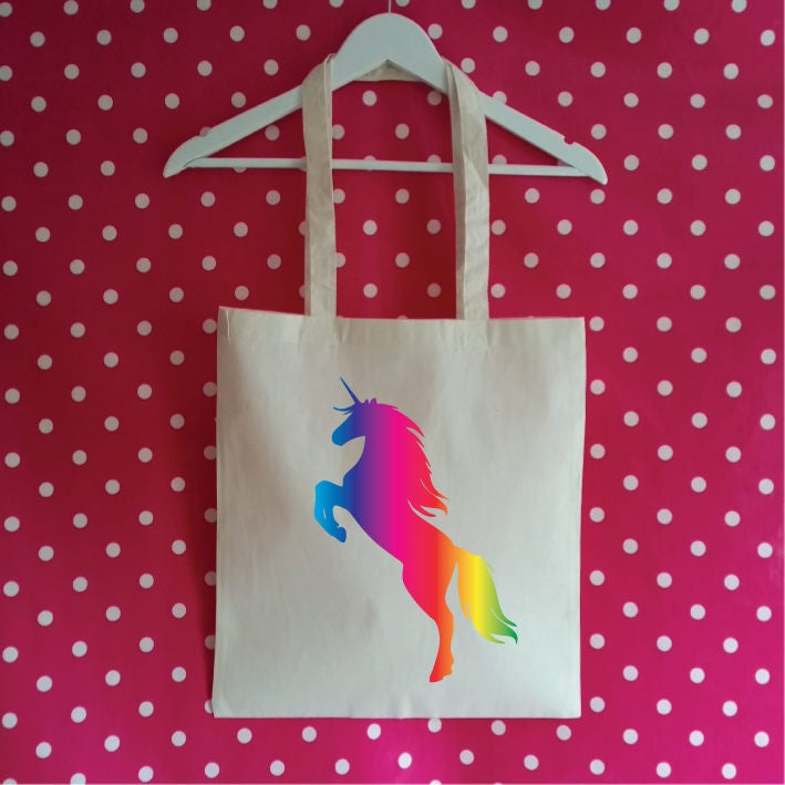 Rainbow Unicorn Tote Bag. Unicorn Bag. Market Tote. Cotton Etsy