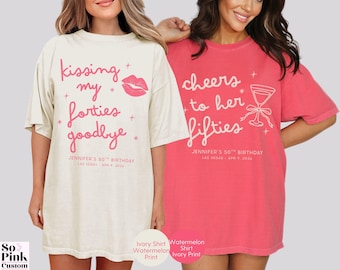 Comfort Colors 50th Birthday Shirt, Custom 50 Birthday Party Shirts, Fifty Bday Tee, Kissing my Forties Goodbye Fifthieth Group Tshirts