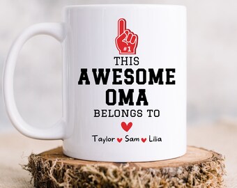 Custom Oma Mug, Customized Oma Gift Mug, Personalized Oma Gifts for Oma, Oma Coffee Mug, Oma Coffee Cup with Grandkids Names, Mothers Day