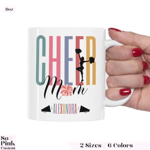 Personalized Cheer Mom Mug with Name, Custom Cheer Mom Coffee Mug, Cheer Mom Gifts, Cheer Gifts for Mom, Customized Cheerleading Mom Cup