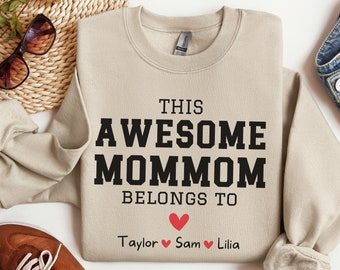 Custom Mommom Sweatshirt with Grandkids Names, Personalized Mommom Gift for Mommom Sweater, Customized Mommom Gifts from Grandchildren